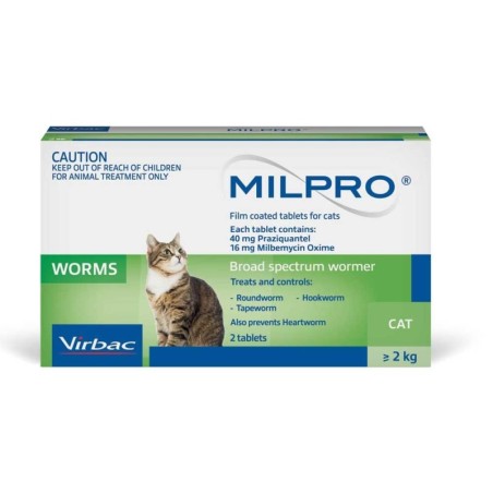 Virbac Milpro Broad Spectrum Allwormer for Cats 2-8kg (2 tabs)