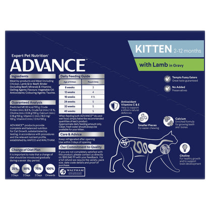 Advance Kitten Wet Cat Food Lamb In Gravy