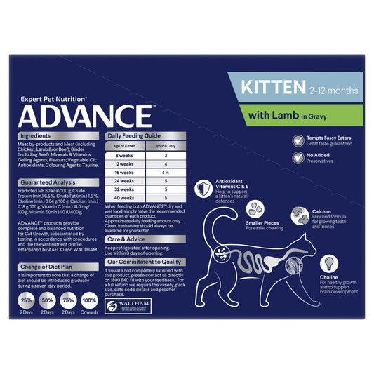 Advance Kitten Wet Cat Food Lamb In Gravy
