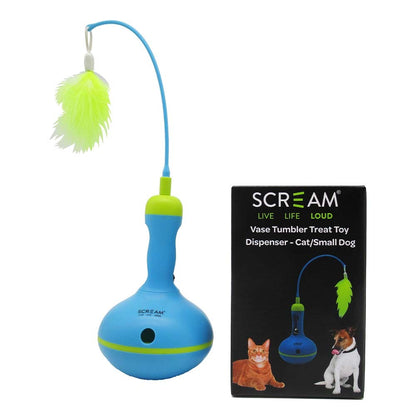 Scream Vase Tumbler Treat Toy Dispenser Loud Green & Blue 28cm