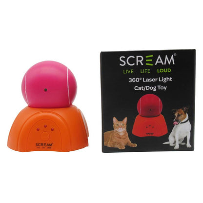Scream 360 Laser Light Ball with Stand Loud Pink & Orange (9cm)