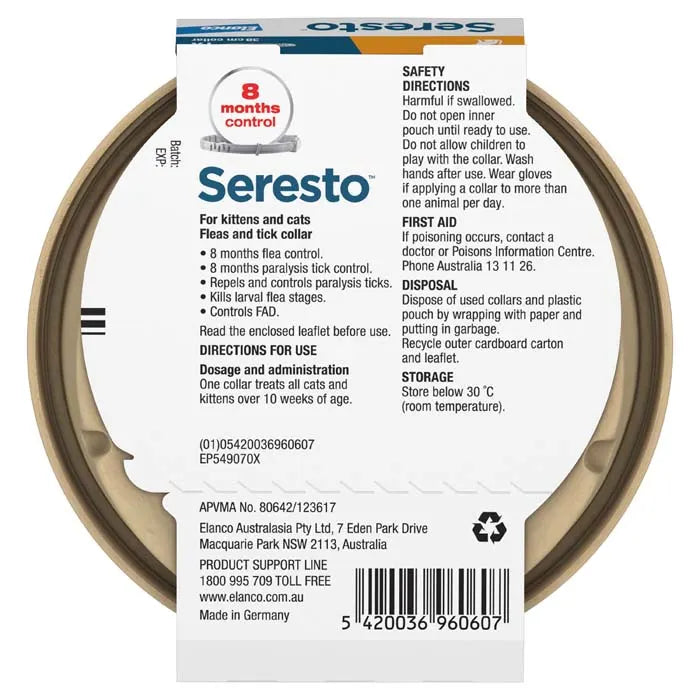 Seresto Collar for Cats 8-Month Flea & Tick Protection