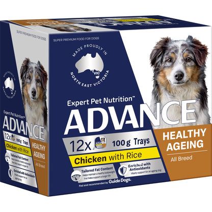 ADVANCE Wet Healthy Ageing Dog Food Chicken with Rice 100g x 12