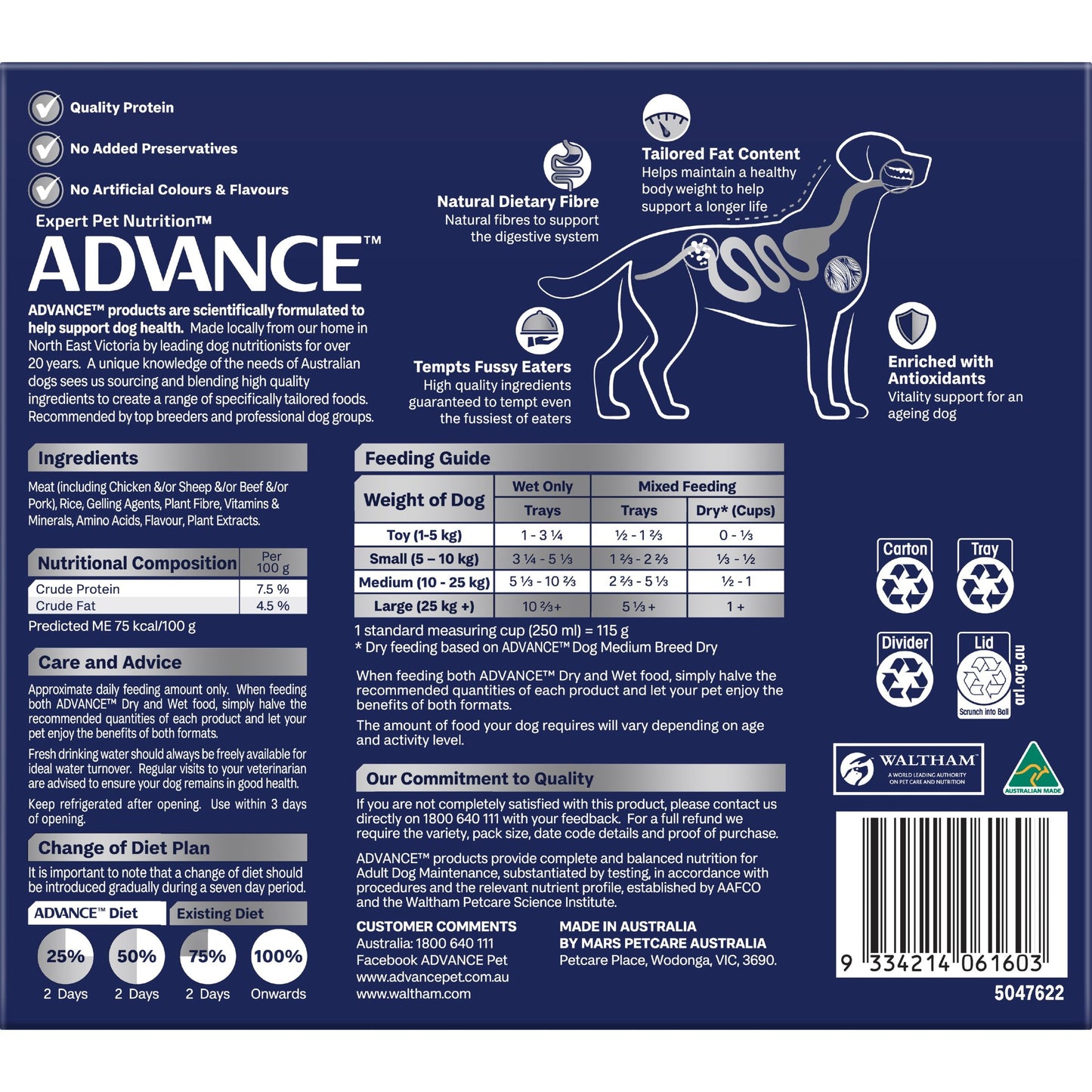 ADVANCE Wet Healthy Ageing Dog Food Chicken with Rice 100g x 12