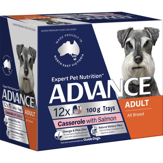 ADVANCE Wet Adult Dog Casserole with Salmon 100g x 12