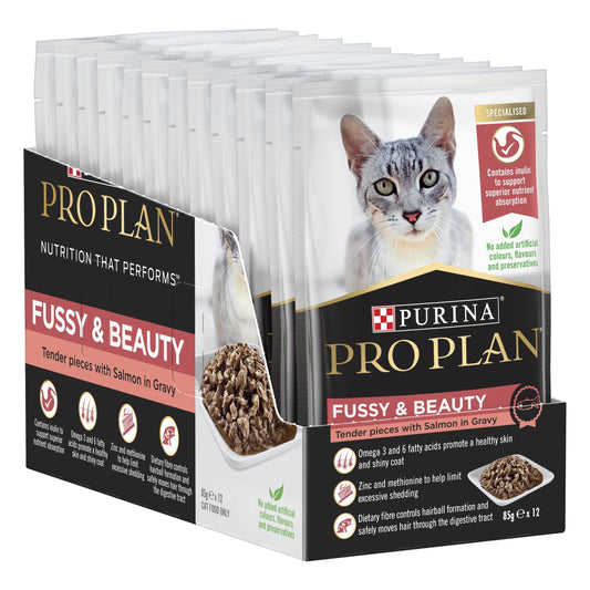 Pro Plan Adult Fussy & Beauty Salmon Gravy Wet Cat Food Pouches