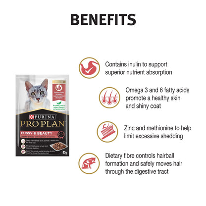 Pro Plan Adult Fussy & Beauty Salmon Gravy Wet Cat Food Pouches