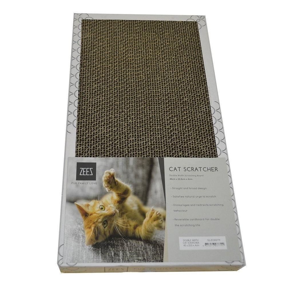 Zeez Double Width Cardboard Scratcher White