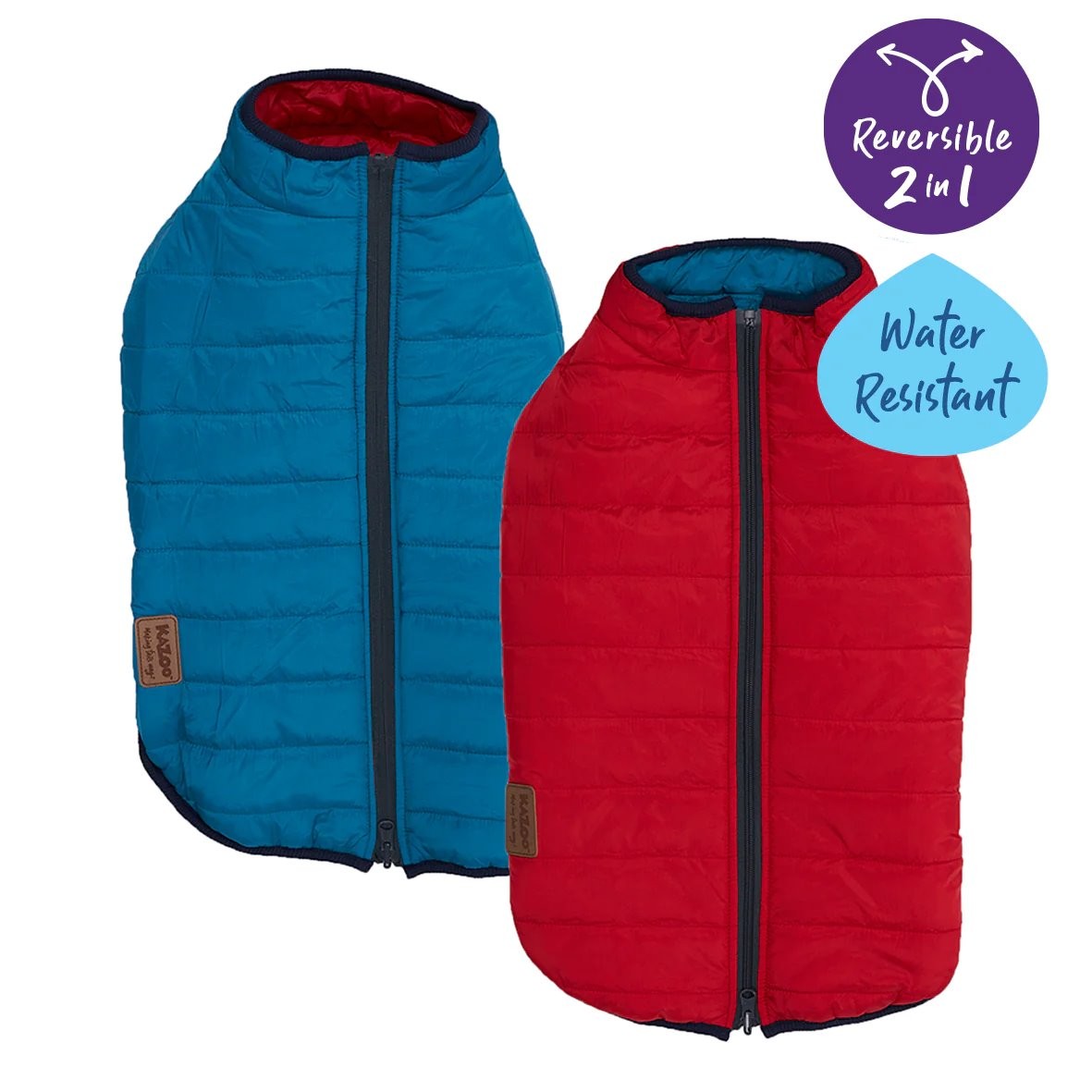 Kazoo Reversible Puffer Dog Jacket - Red & Blue