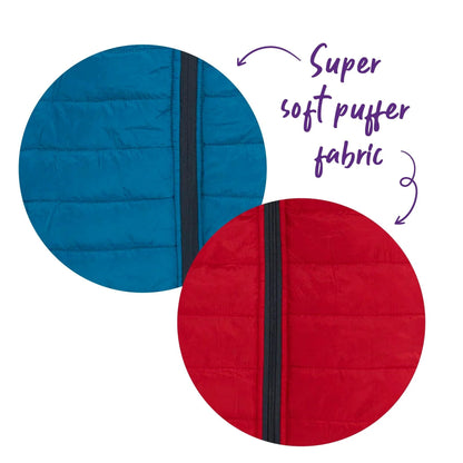 Kazoo Reversible Puffer Dog Jacket - Red & Blue