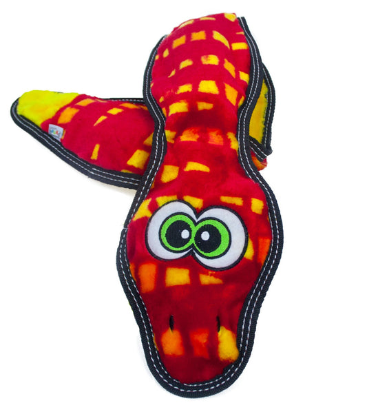 Outward Hound Tough Seamz Plush No Stuffing Snake 3-Squeaker Dog Toy