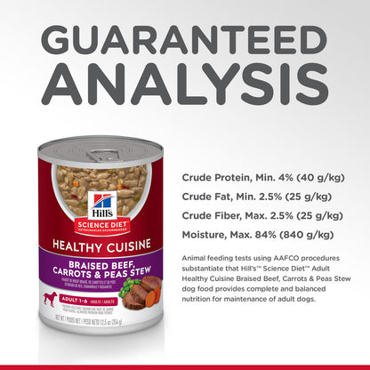 Hill's Science Diet Adult Healthy Cuisine Braised Beef, Carrot & Pea Stew Canned Dog Food