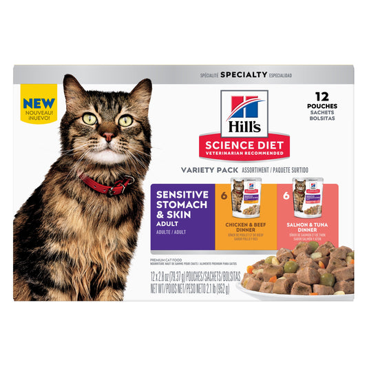 Hill's Science Diet Adult Sensitive Skin & Stomach Variety Pack Cat Food Pouches