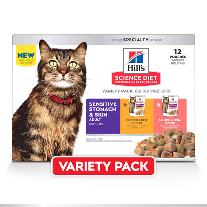 Hill's Science Diet Adult Sensitive Skin & Stomach Variety Pack Cat Food Pouches