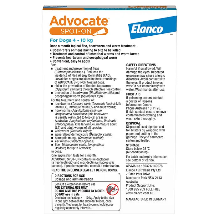 Advocate Dog Medium Blue 4-10KG
