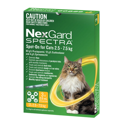 NexGard SPECTRA for Cats 2.5-7.5kg Yellow