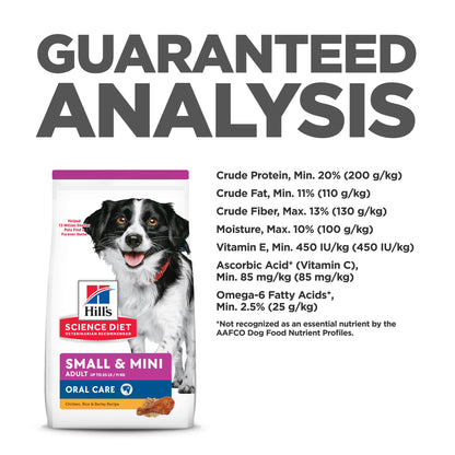 Hill's Science Diet Adult Oral Care Small & Mini Chicken, Rice & Barley Recipe Dry Dog Food