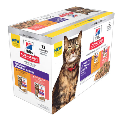 Hill's Science Diet Adult Sensitive Skin & Stomach Variety Pack Cat Food Pouches
