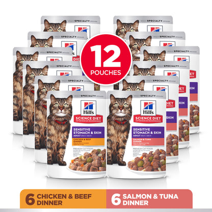 Hill's Science Diet Adult Sensitive Skin & Stomach Variety Pack Cat Food Pouches