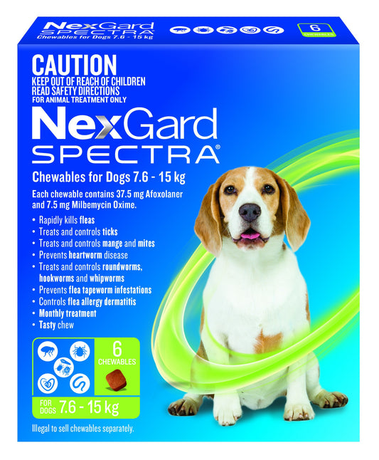 NexGard SPECTRA for Dogs 7.6 - 15kg GREEN