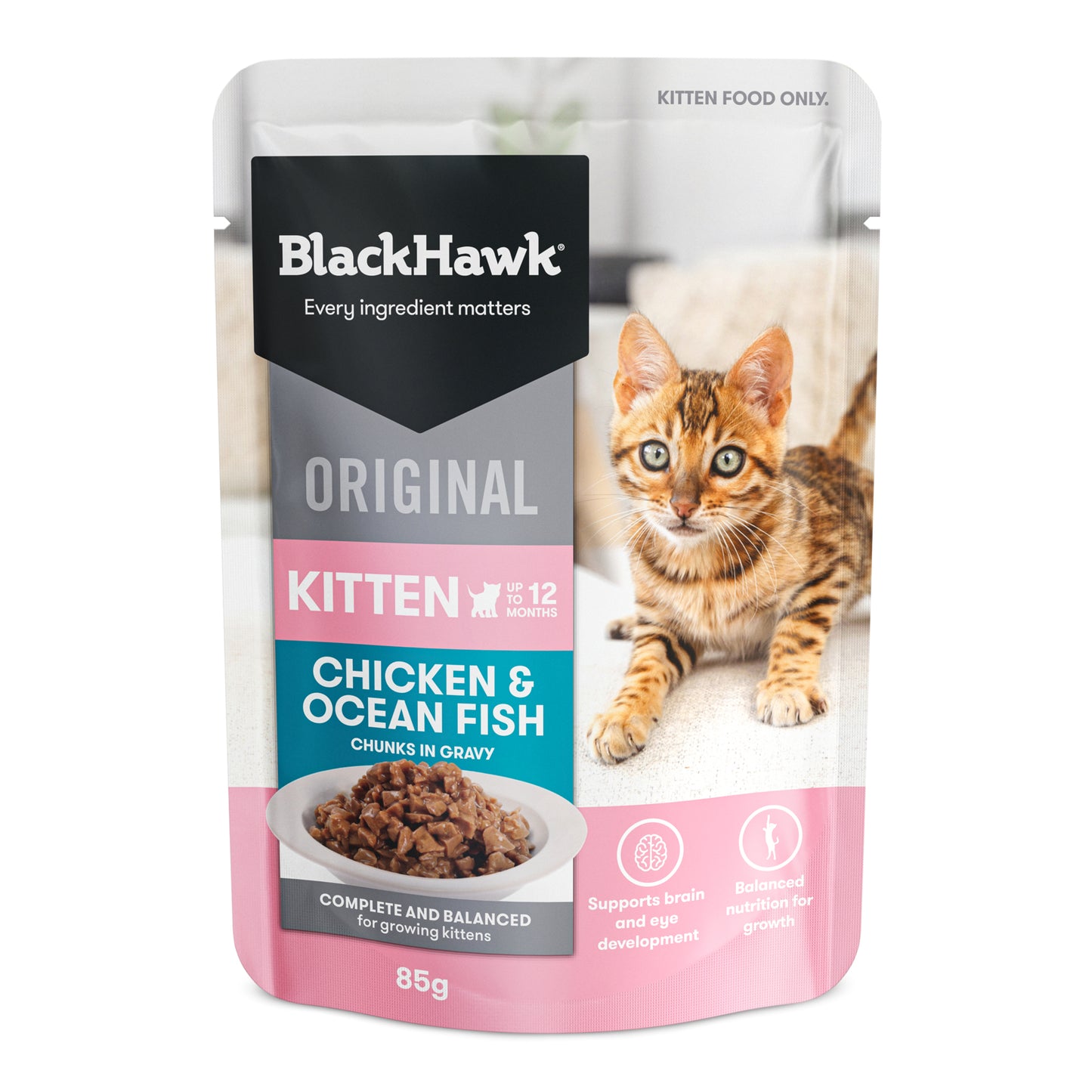 Black Hawk Original Kitten Chicken & Ocean Fish in Gravy Cat Food