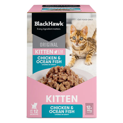Black Hawk Original Kitten Chicken & Ocean Fish in Gravy Cat Food