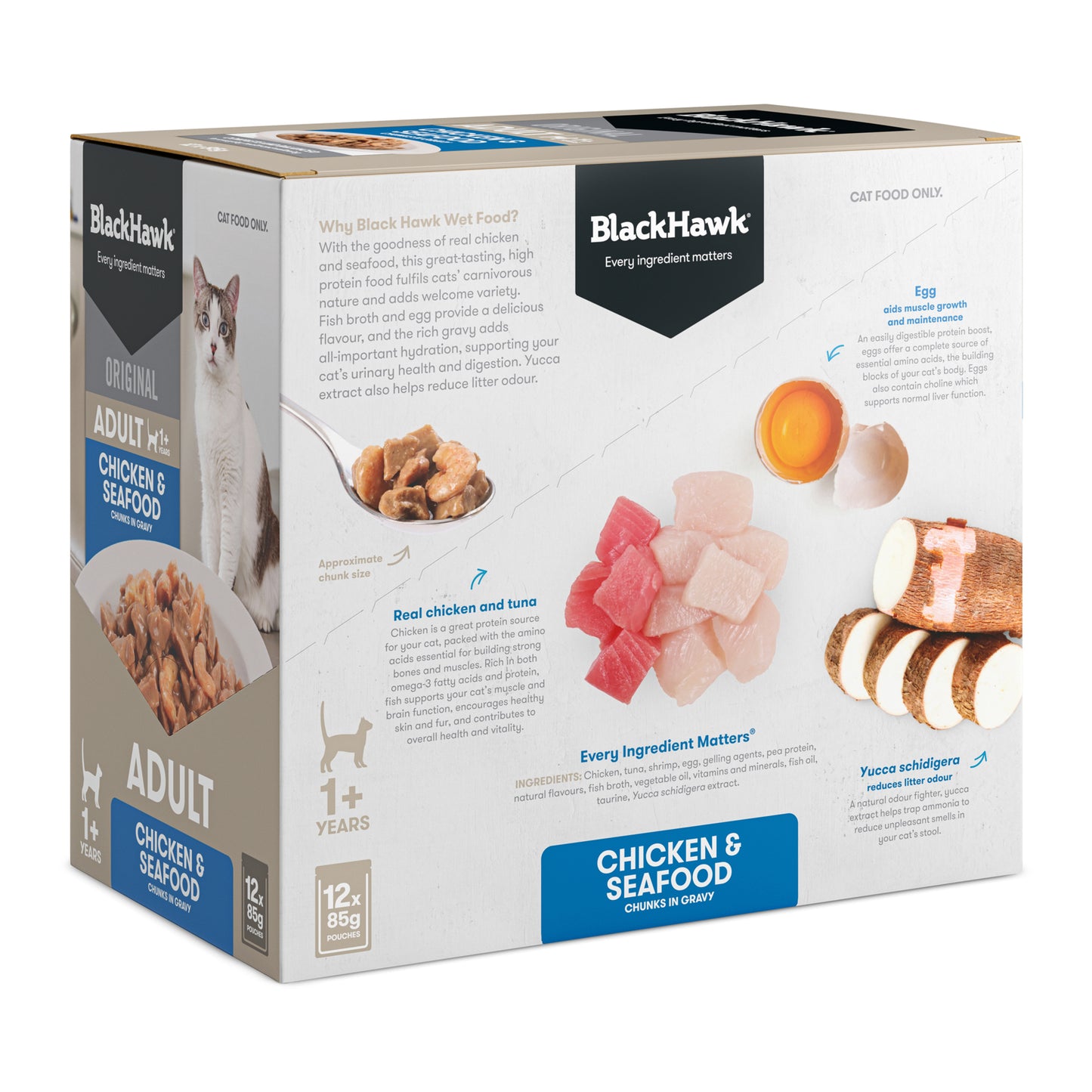 Black Hawk Original Adult Chicken & Seafood in Gravy Cat Food
