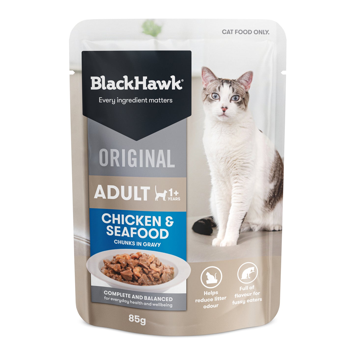 Black Hawk Original Adult Chicken & Seafood in Gravy Cat Food