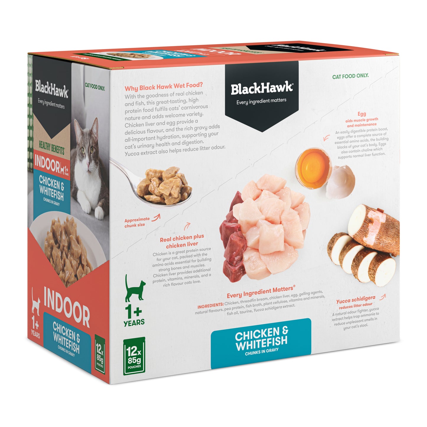 Black Hawk Healthy Benefits Adult Indoor Chicken & Whitefish in Gravy Cat Food