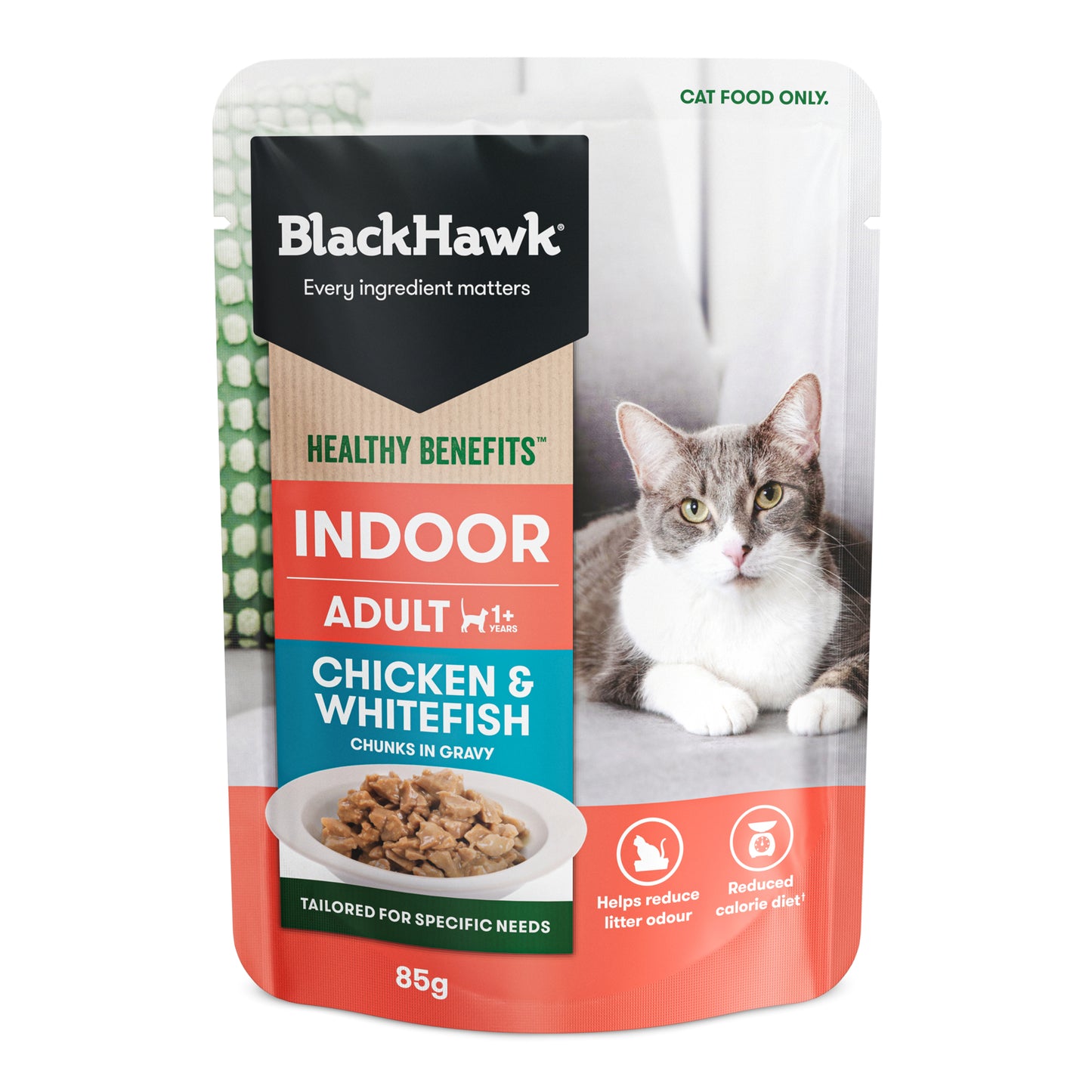 Black Hawk Healthy Benefits Adult Indoor Chicken & Whitefish in Gravy Cat Food