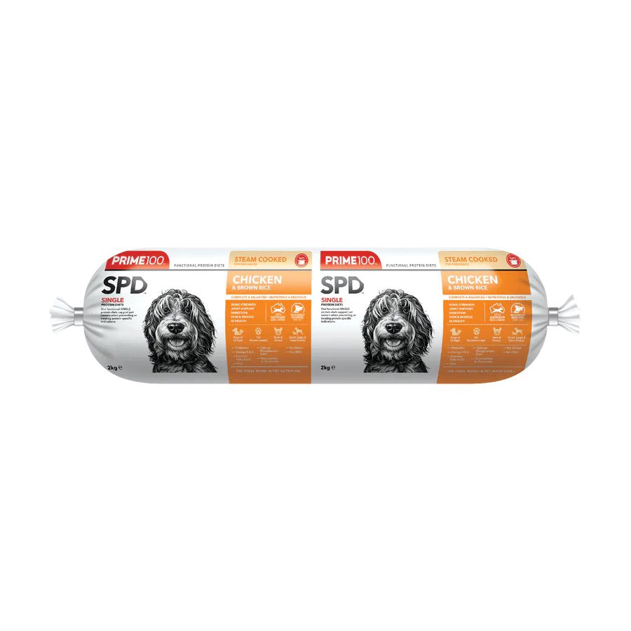 Prime100 SPD Chicken and Brown Rice Dog Food Roll 2kg