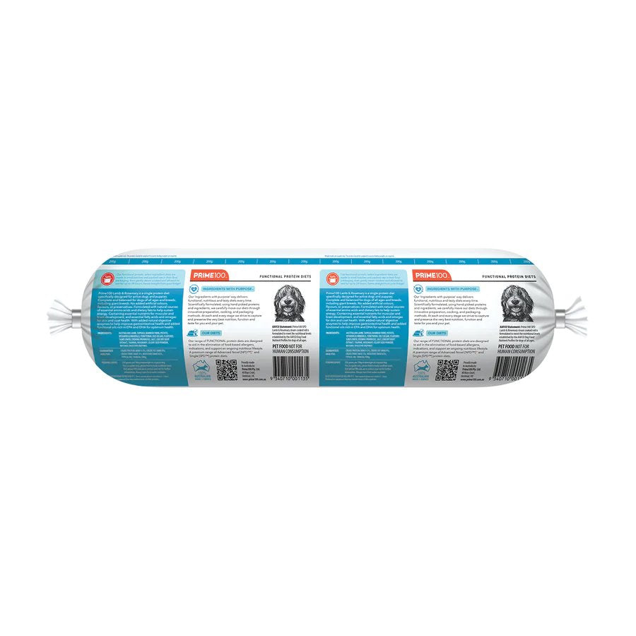 Prime100 SPD Lamb & Rosemary Dog Food Roll 2kg