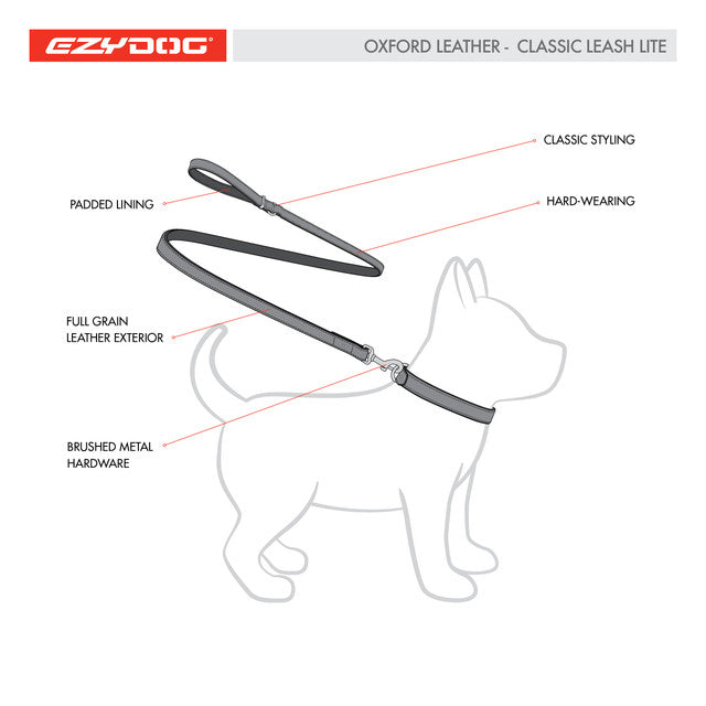 EzyDog Classic LITE Leash Oxford Leather Brown