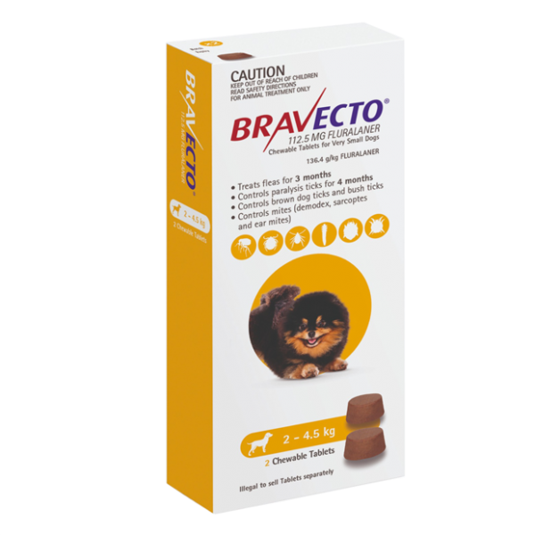 Bravecto Chewable Very Small Dog Yellow 2.5-4kg