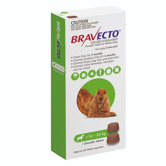 Bravecto Chewable Medium Dog Green 10-20kg