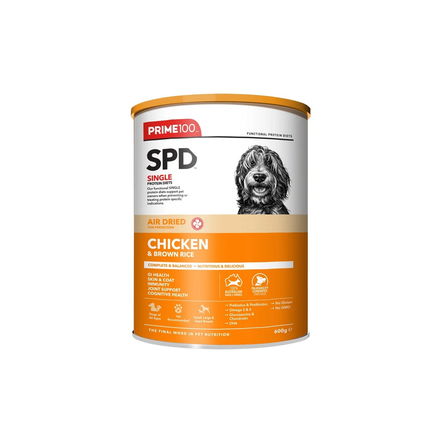 Prime100 SPD Air Dried Chicken & Brown Rice for Adult Dogs
