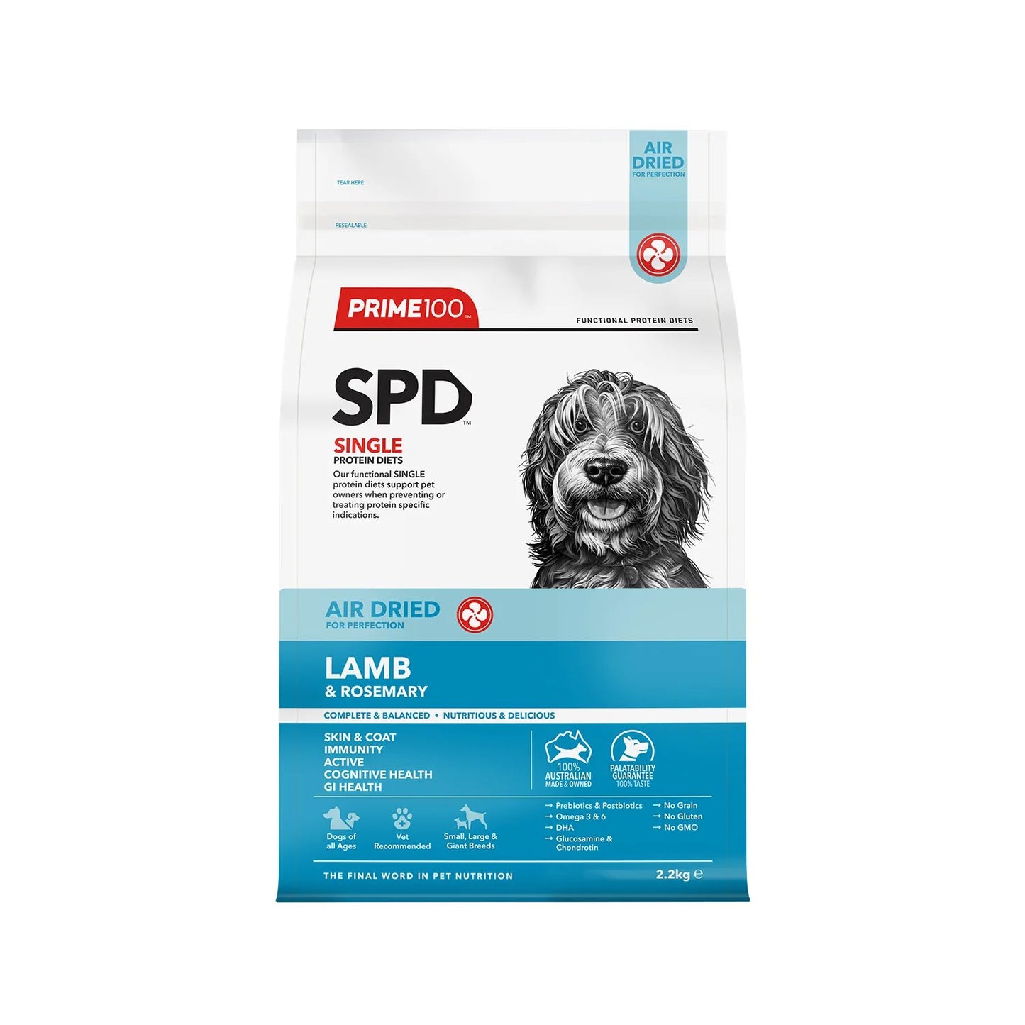 Prime100 SPD Air Dried Lamb & Rosemary for Adult Dogs