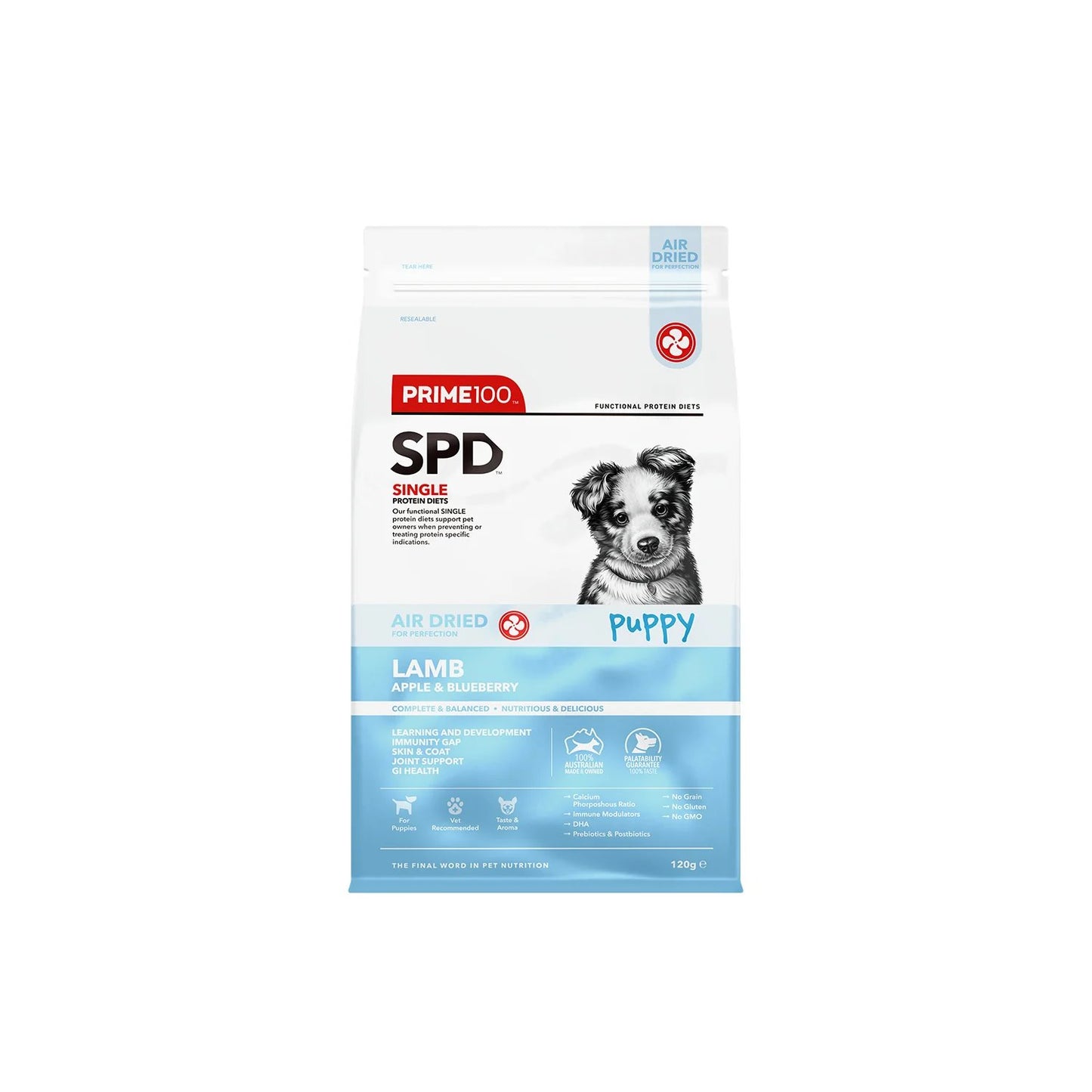 Prime100 SPD Air Dried Lamb, Apple & Blueberry for Puppies