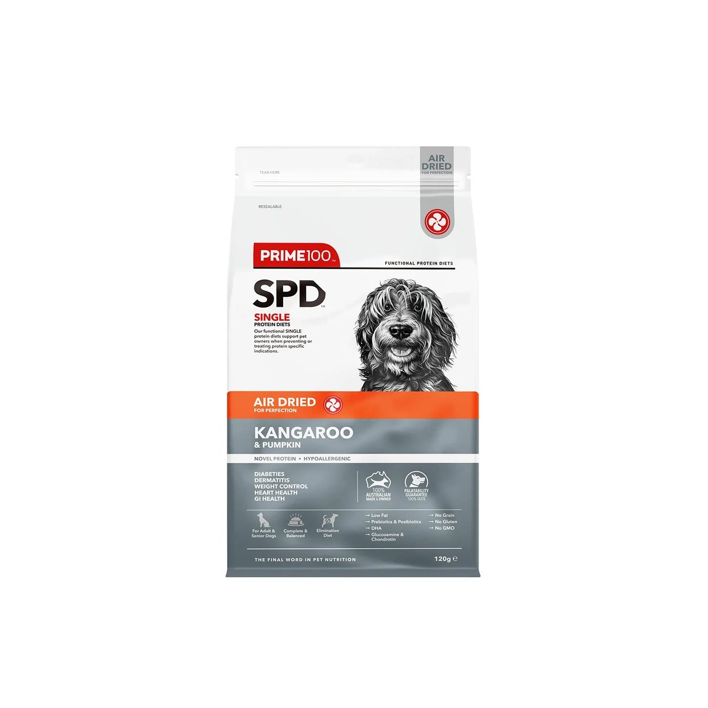 Prime100 SPD Air Dried Kangaroo & Pumpkin for Adult Dogs