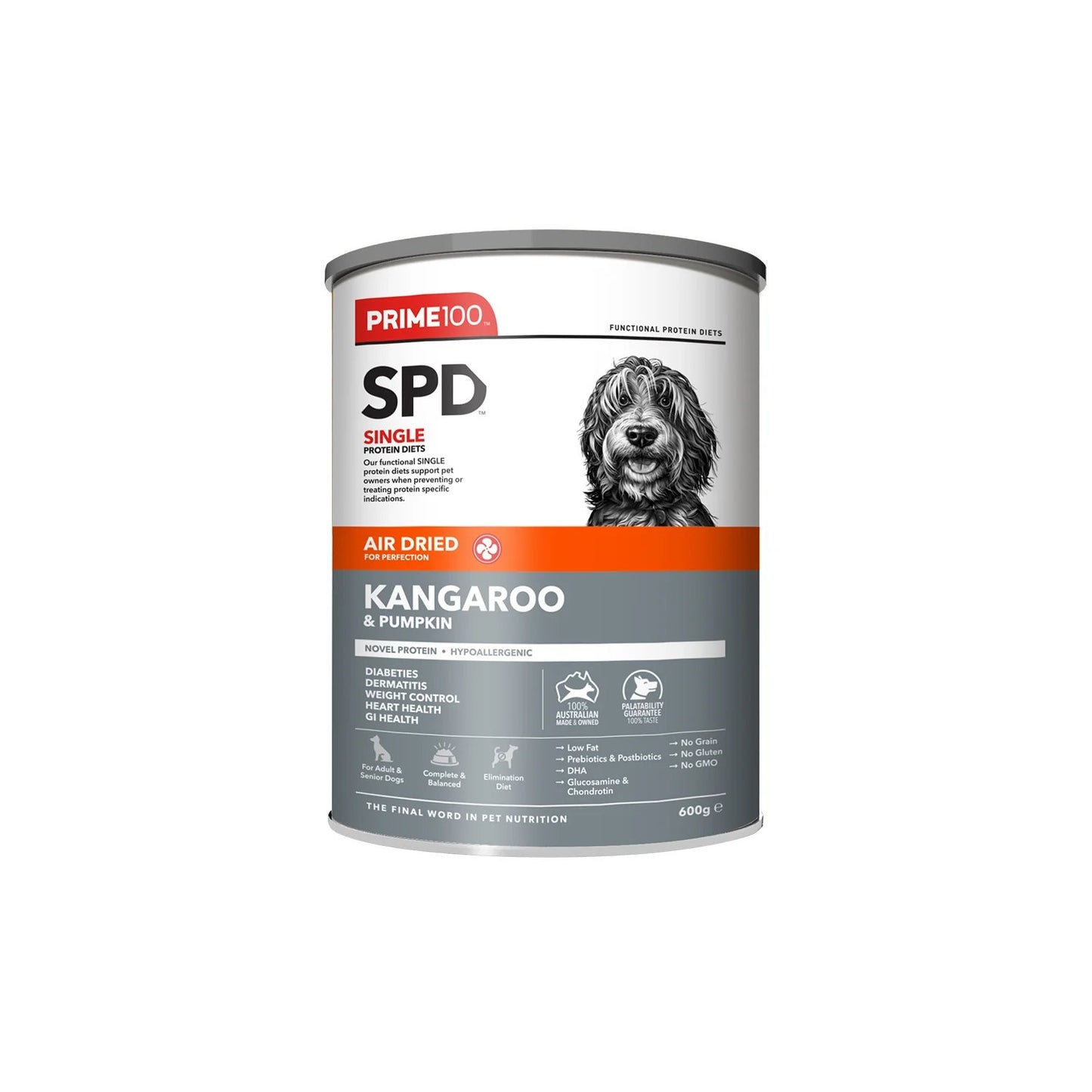 Prime100 SPD Air Dried Kangaroo & Pumpkin for Adult Dogs