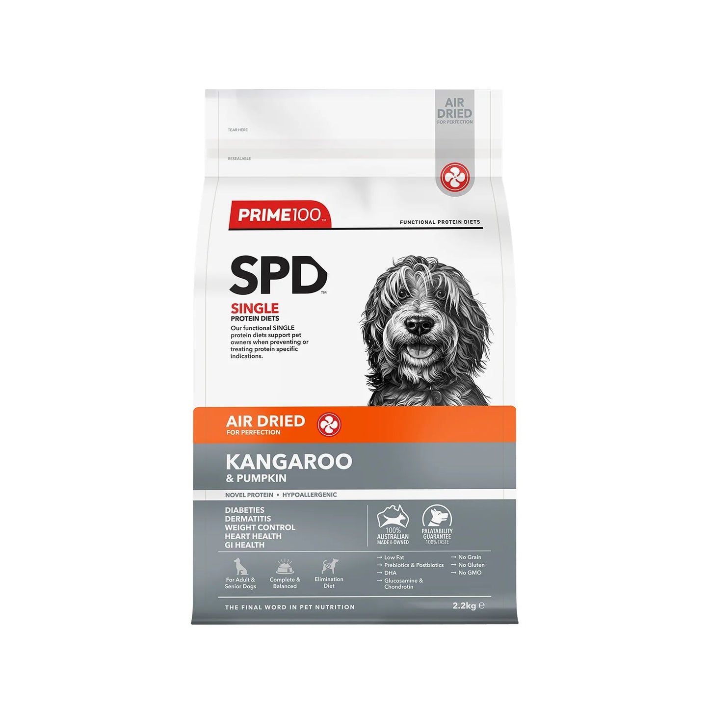 Prime100 SPD Air Dried Kangaroo & Pumpkin for Adult Dogs
