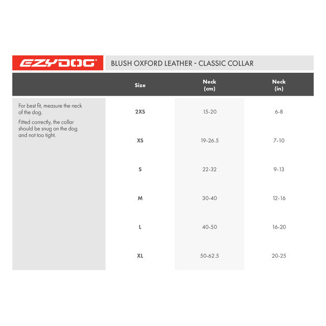 EzyDog Classic Collar Oxford Leather Blush