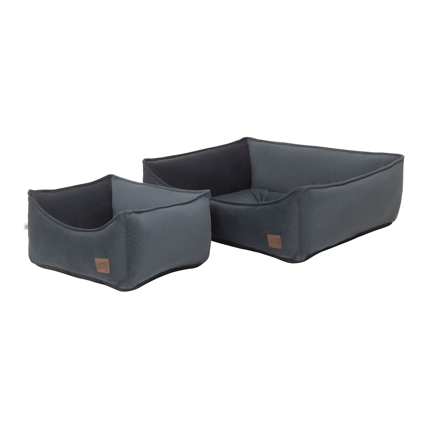 Indie & Scout Recycled Velvet Square Bolster Slate Dog Bed