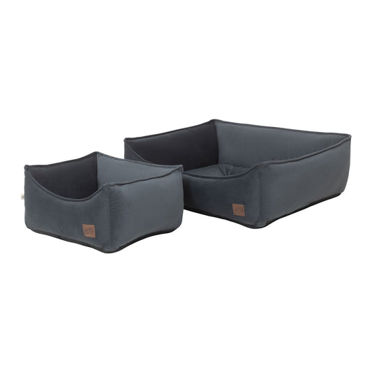 Indie & Scout Recycled Velvet Square Bolster Slate Dog Bed