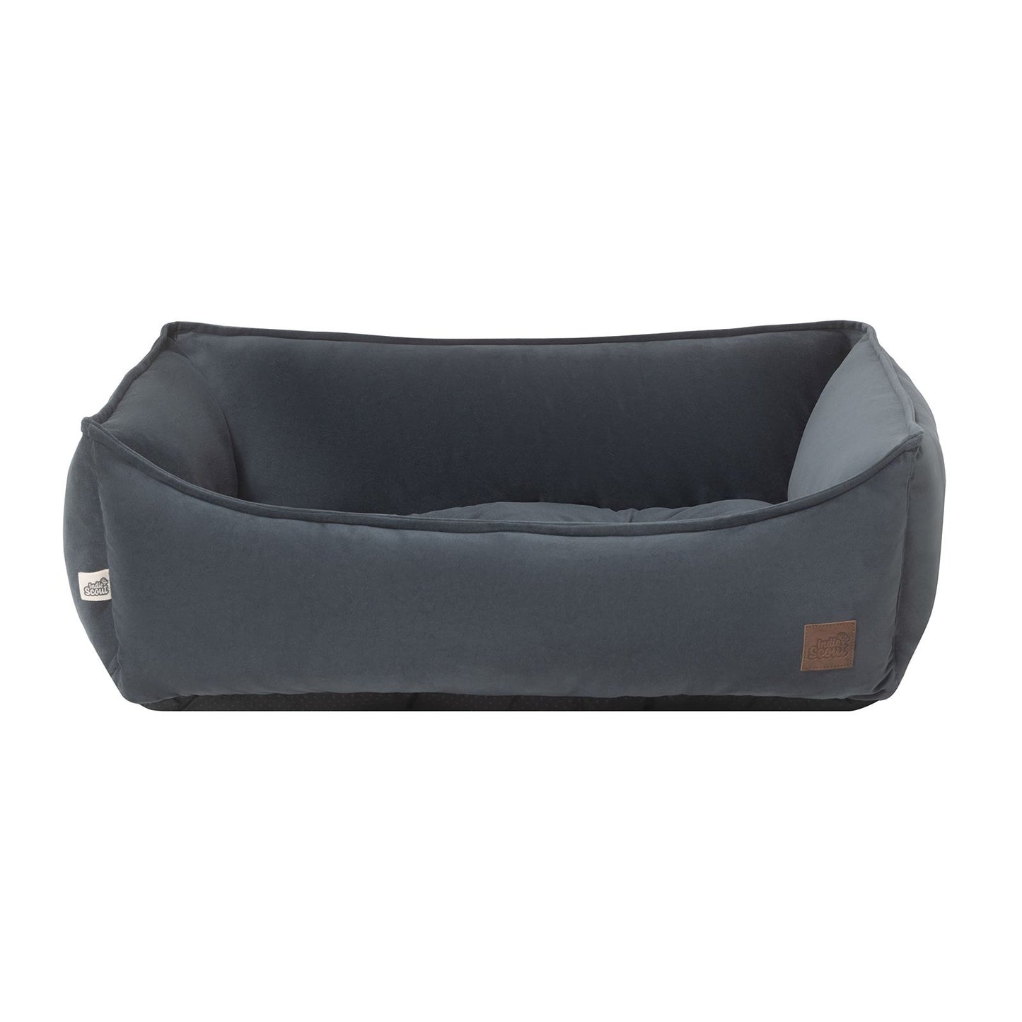 Indie & Scout Recycled Velvet Square Bolster Slate Dog Bed