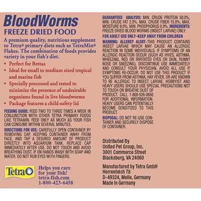 Tetra Bloodworms Freeze Dried Food 7g