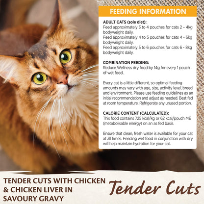 Wellness Core Tender Cuts for Cats with Chicken & Chicken Liver in Savoury Gravy