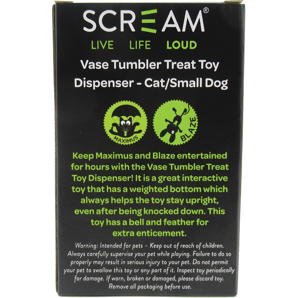 Scream Vase Tumbler Treat Toy Dispenser Loud Green & Blue 28cm