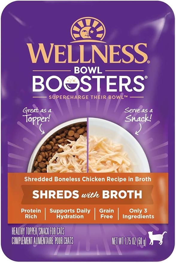 Wellness Bowl Boosters Shreds with Broth Shredded Boneless Chicken Recipe in Broth