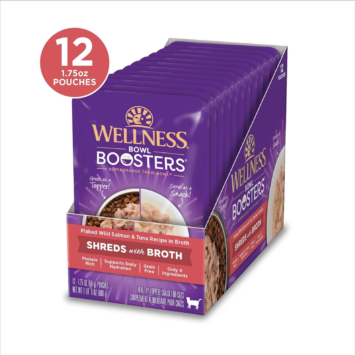 Wellness Bowl Boosters Shreds with Broth Flaked Wild Salmon & Tuna Recipe in Broth